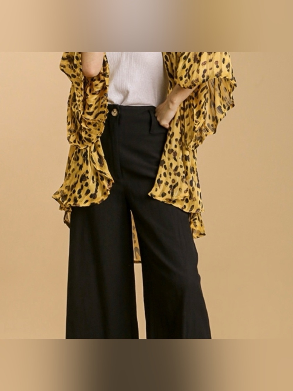 NEW Leopard Print Ruffle Kimono Cardigan